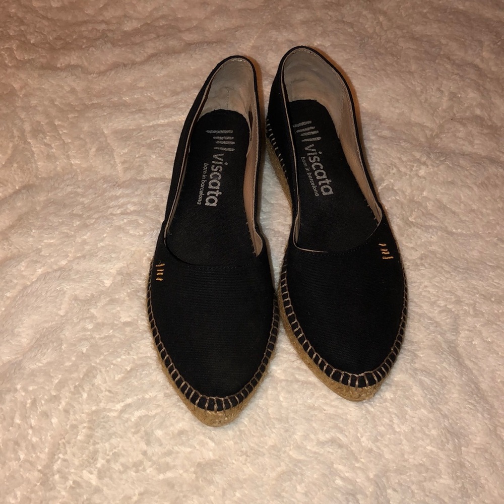 Viscata flat wedge espadrilles black size 37